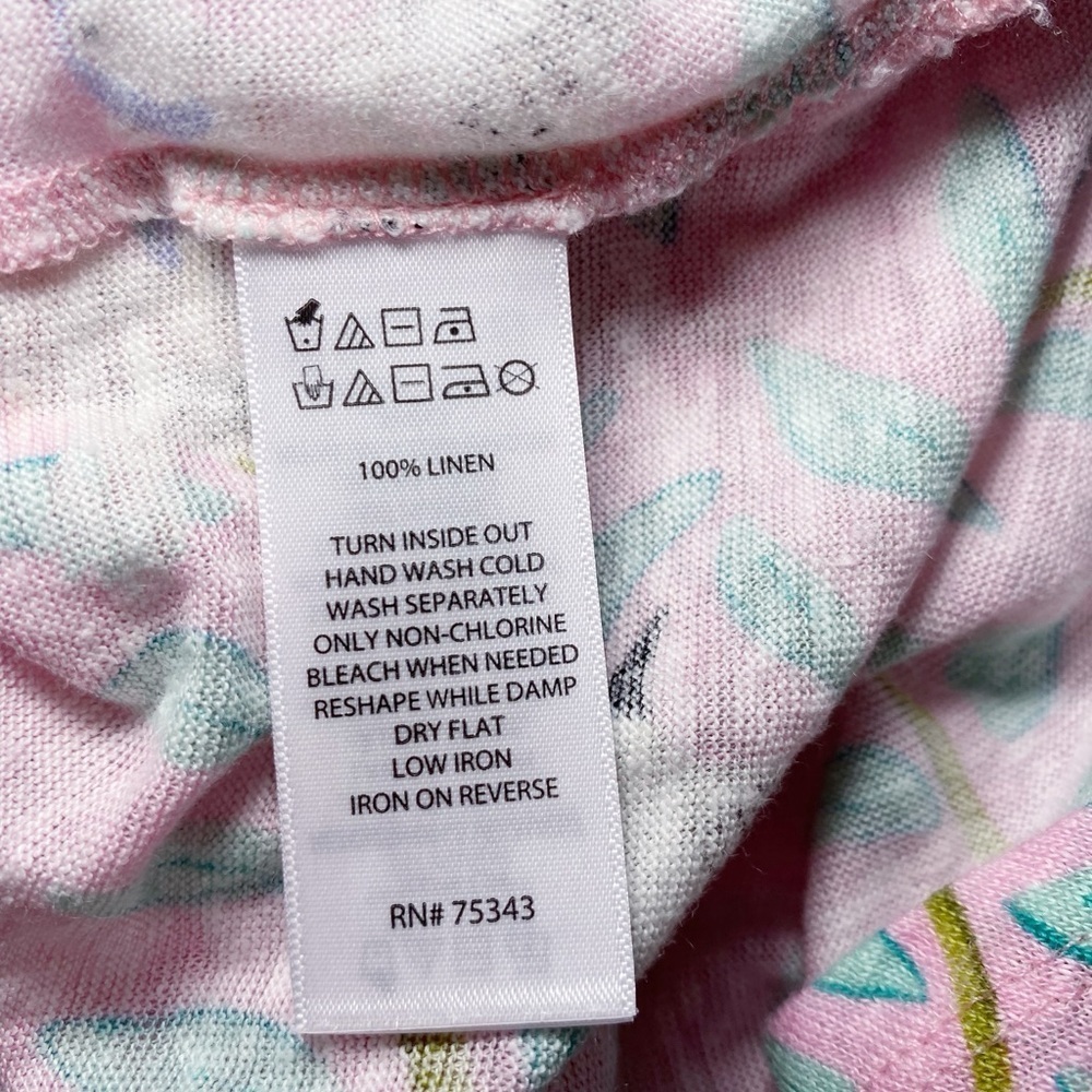 Cynthia Rowley 100% Linen Pink Tropical Birds Top Blouse - Picture 8 of 12